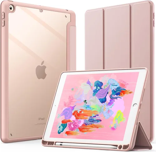 Miniatura 11 de JETech Funda para iPad de 9.7 pulgadas (6ª/5ª generación, 2018/2017) con soporte para lápices, carcasa trasera transparente transparente, soporte