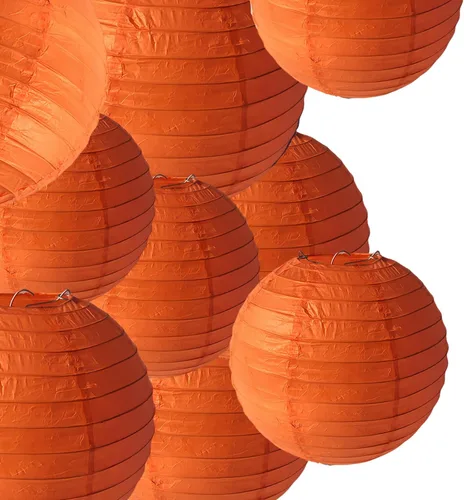 Miniatura 10 de Linternas de papel decorativas verdes y naranjas, 15 piezas, para colgar en fiestas de despedida de soltera, boda, cumpleaños, baby shower