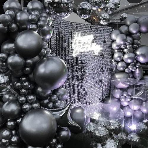 Miniatura 6 de Kit de arco de guirnalda de globos negros de 130 piezas, diferentes tamaños de 18, 12, 10 y 5 pulgadas, kit de globos de látex para fiesta