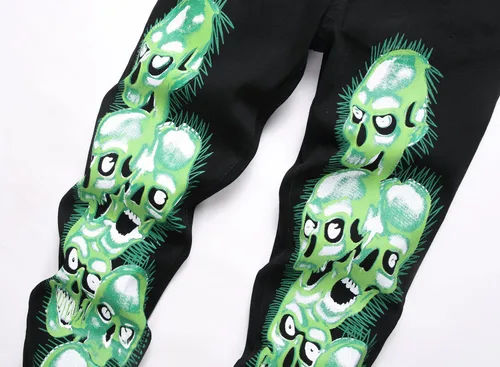 Miniatura 78 de Baylvn - Pantalones de mezclilla entallados y estampados para hombre con corte recto
