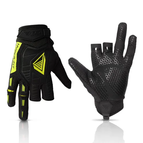 Glove Station Hyper-Fit - Guantes Tácticos de Tiro y Trabajo - Verde, Grande - Diseño Sin Dedos, Equipo de Paintball y Airsoft para Hombres con