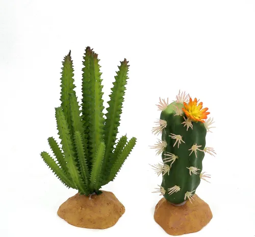 Miniatura 3 de JIHAQUA Plantas de reptiles suculentas, selvas tropicales artificiales del desierto para lagarto barbudo, dragón camaleón, gecko, serpiente, Set 2