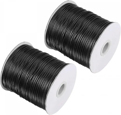 uxcell 2 cuerdas de poliéster encerado de 0.059 pulgadas (518.4 ft) (172 yardas), cuerda de manualidades para hacer joyas, pulseras, collares, Negro