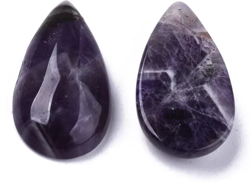 Miniatura 2 de Beadthoven - 10 cuentas de piedra natural con forma de lágrima natural, gota de agua de amatista, sin agujero, cuentas de piedra de cristal curativo