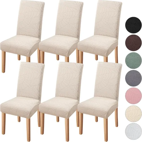 Miniatura 26 de Fundas para silla de comedor Yisun, fundas elásticas para silla de comedor, funda protectora para silla de comedor, mezcla de poliéster, Beige