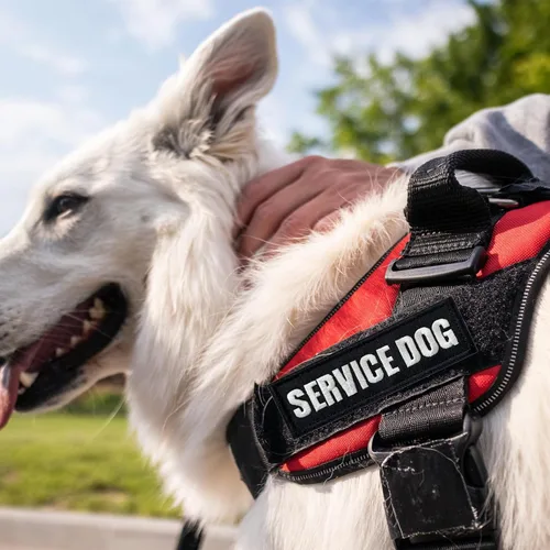 Miniatura 4 de 2 piezas de parches de perro en entrenamiento con respaldo de gancho para chalecos y arneses de animales de servicio