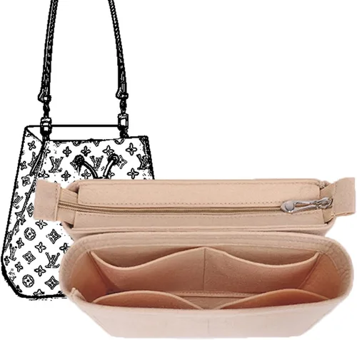 Organizador de bolso, inserto de bolsa de fieltro con cremallera, 2 paquetes en un juego para mochila, inserto de bolsa para mujer, serie LV NeoNoe