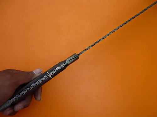 Miniatura 4 de Espada. ¡Rara! Espada de machete de acero de Damasco forjada a mano. ¡Espada de caza gladiosa! Espada de caza con funda de cuero. Espada