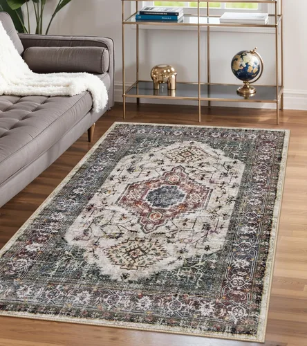 Miniatura 46 de Lahome Alfombra oriental lavable de área pequeña, 2 x 3 pies, para entrada, cocina, ultra fina, suave, tapete antideslizante para puerta de Azul