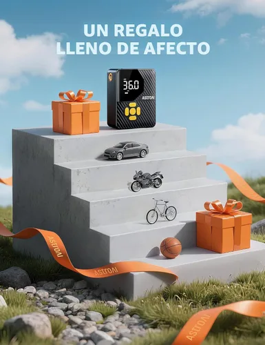 Miniatura 9 de AstroAI L7 Mini Inflador de Neumáticos Compresor de Aire Portátil, 150 PSI Bomba de Aire Inalámbrica para Neumáticos de Coche con Luces LED
