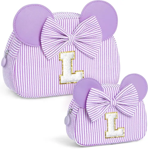 Miniatura 13 de Regalos de Navidad para niñas, bolsa de maquillaje con inicial, bolsas de cosméticos, bolsa de maquillaje de viaje, regalos de cumpleaños Azul