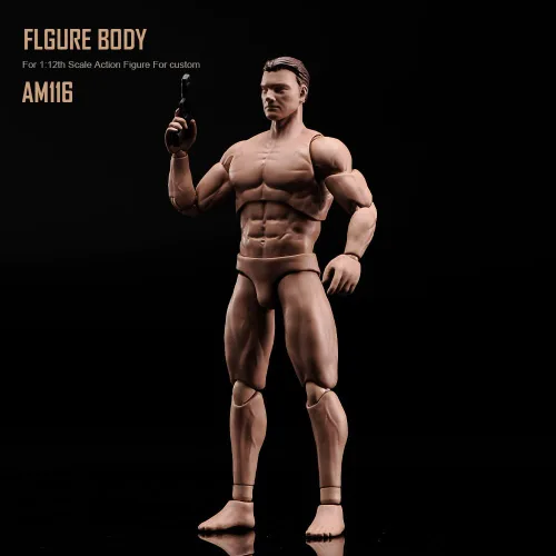 Miniatura 5 de Figura de acción masculina a escala 1:12 AM116 Cuerpo de figura masculina muscular personalizada flexible de 6 pulgadas, muñecas de PVC en miniatura
