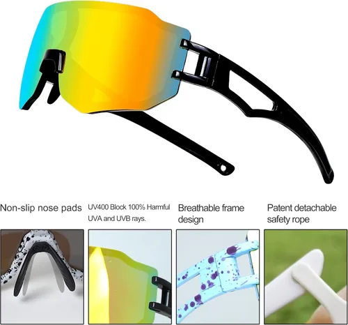 Miniatura 5 de azuza Paquete de 3 lentes de sol polarizados para niños, jóvenes, de béisbol, ligeros, TR90, marco UV400, deportes, ciclismo, para niños y niñas