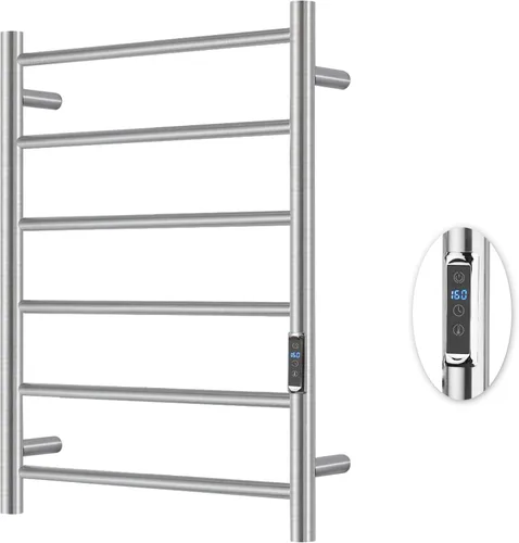 Miniatura 26 de Toallero eléctrico con calentador de toallas, calentador de toallas con temporizador y control de temperatura, montado en la pared, enchufe