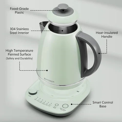Miniatura 5 de BUYDEEM K740 - Tetera Eléctrica con Control de Temperatura, Mantiene Caliente por 12H, Ebullición Rápida, Hervidor de Agua de Acero Inoxidable