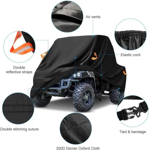 REVXON UTV Cover for CFmoto UFORCE 1000 XL 6 SEAT, Black Oxford Cloth Heavy Duty Watertight SXS Side By Side Cover All Weather Outdoor Protection