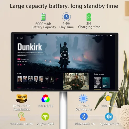 Miniatura 3 de OFD TV portátil de 21.5 pulgadas de 2ª generación sobre ruedas 1080P, 100% sRGB, 6+128GB de almacenamiento, Android 15 OS pantalla táctil RollingTV