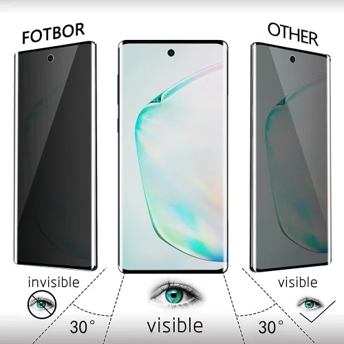 Miniatura 3 de Fotbor Paquete de 2 protectores de pantalla de vidrio templado para Samsung Galaxy Note 10 Plus, dureza 9H, antiarañazos, cobertura completa