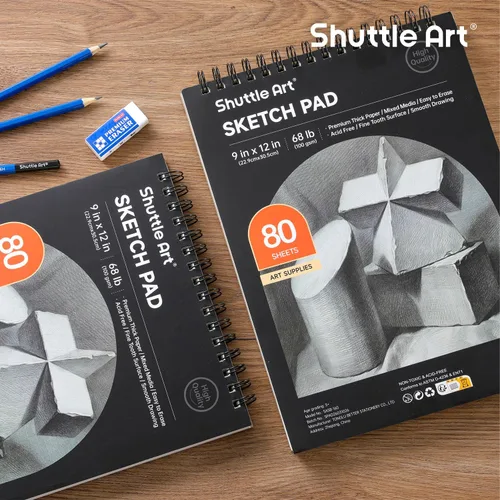Miniatura 8 de Shuttle Art - Libros de bocetos para artistas, 9 x 12 pulgadas, 160 hojas de papel de boceto, ideal para dibujo y suministros escolares