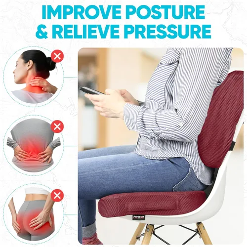 Miniatura 5 de FORTEM Cojín de asiento, cojín para silla de oficina, almohada de apoyo lumbar para silla de oficina, cojines de espuma viscoelástica para asiento