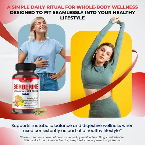 Miniatura 2 de Ultra Herbs Berberina prémium con canela, cardo mariano - Promueve la función hepática, la salud intestinal y la inmunidad (150