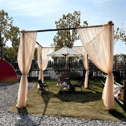 Miniatura 2 de Tela para envolver arco de boda, 63 x 32 pies, cortinas de arco de boda de tul champán, cortinas de telón de fondo transparentes para ceremonia