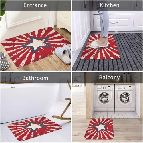 Miniatura 5 de Tapete para puerta de bienvenida con bandera estadounidense, alfombra de cocina suave para exteriores, patriótica, lavable, decoración del hogar