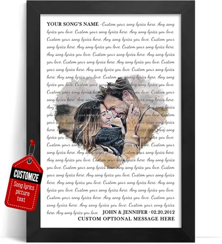 Miniatura 16 de VICILO Póster Enmarcado con Letras de Canción Personalizadas, Regalo para Padres, Acordes de Canción Perfectos, Pareja, 50° Aniversario de Boda