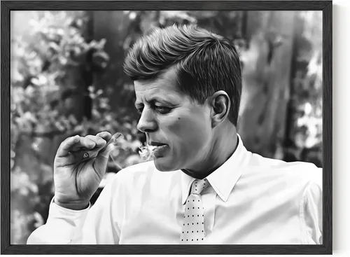 HAUS AND HUES Arte de Pared JFK Fumando para Hombres - Pósteres Geniales para Dormitorio de Chicos, Pósteres e Impresiones Psicodélicos para