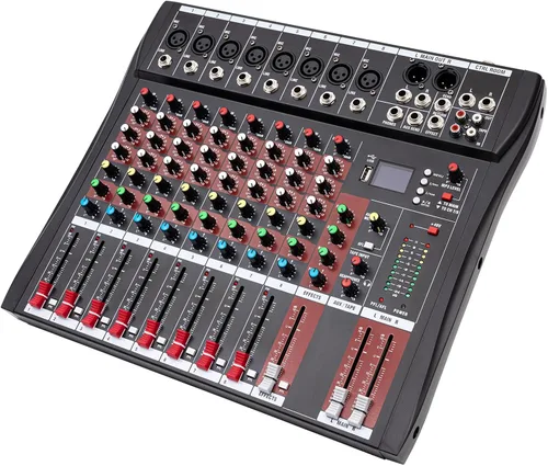 DNYSYSJ Profesional DX8 Canal Negro Bluetooth Live Studio Audio Mixer Consola de Mezcla USB para Bar KTV Ajustar la atmósfera de la música