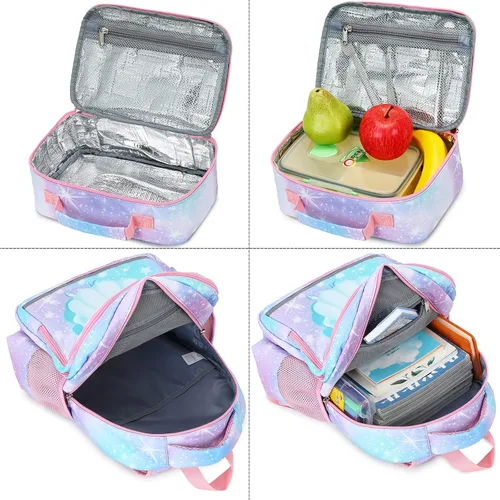 Miniatura 6 de YCBB Juego de mochilas escolares para niñas, Galaxy Princess, Mochilas de viaje