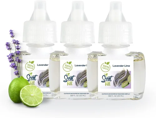 Miniatura 16 de Scent Fill Ambientador 100% natural de cereza y almendra con enchufe, recambios de aceite perfumado, 3 recambios