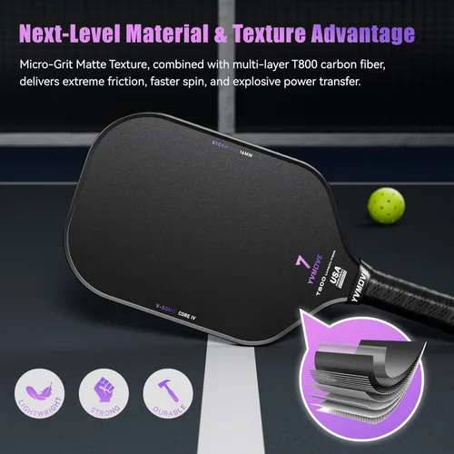 Miniatura 6 de YVmove T800 Carbon Fiber Pickleball Paddle with 16mm Dynamic Core, Premium Pickle Ball Thermoformed Unibody, Elongated Shape, Enhanced Power &