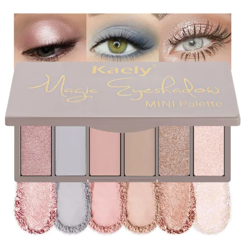 Miniatura 14 de evpct Paleta cuádruple de sombras de ojos marrón nude, brillante nude champán, dorado, marrón, cacao, brillantina, metálico, mate, alto pigmento