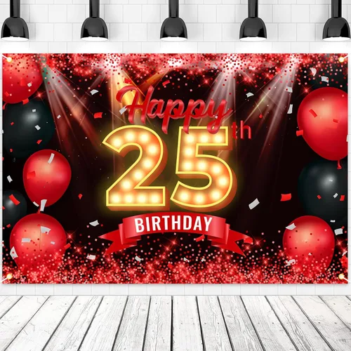 Miniatura 8 de Cartel de feliz cumpleaños 10 años, fondo rojo y negro, decoraciones de cumpleaños para niñas y niños de 10 años, artículos de fotografía