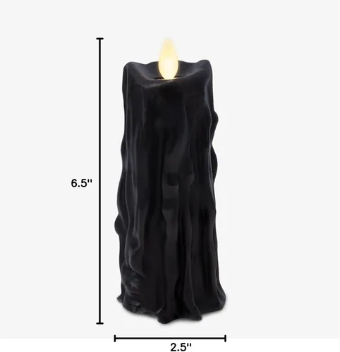 Miniatura 7 de Luminara Vela LED sin Llama con Goteo de Cera Pesada, Negro 2.5" x 6.5", Función de Temporizador, Pilar de Cera Real, Funciona con Baterías, Sin