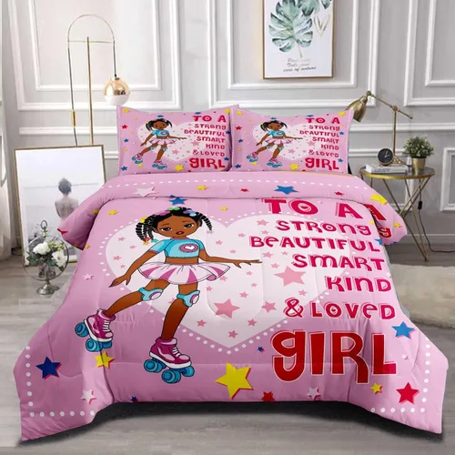 Miniatura 11 de Juego de edredón mágico para niñas negras, tamaño individual, para niños, adolescentes, niñas pequeñas, juego de ropa de cama para niñas negras