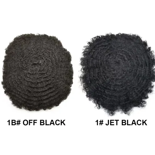 Miniatura 6 de Afro Toupee para hombres negros, rizado brasileño, pieza de cabello humano de 8 x 10 pulgadas, unidades de cabello negro, afroamericano afro