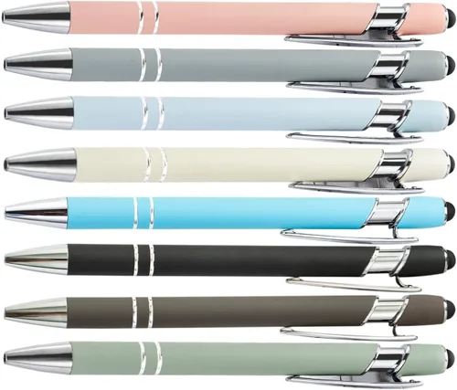 Miniatura 21 de PASISIBICK Bolígrafo negro de 12 piezas con punta de lápiz capacitivo, 2 en 1, elegante bolígrafo de metal para pantalla táctil, tinta negra, punta