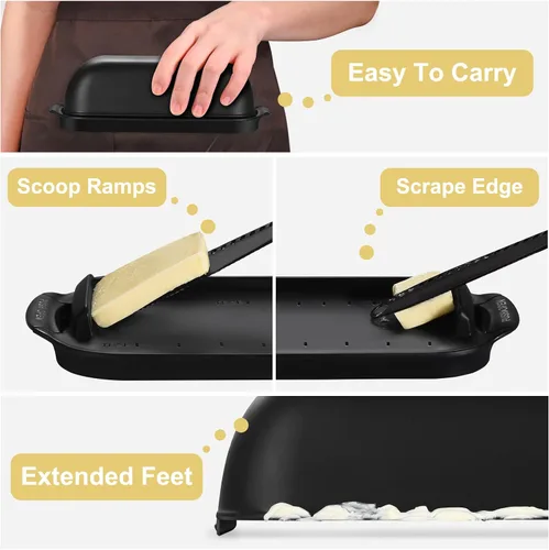 Miniatura 4 de Mantequillera con tapa, recipiente de mantequilla para encimera, mantequera irrompible para decoración de cocina en el hogar, perfecta