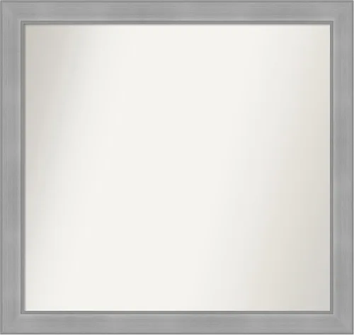 Miniatura 148 de Amanti Art Espejo de baño plateado para sobre el fregadero, 24 x 24 pulgadas, espejo cuadrado de peltre forjado a medida, marco de madera casual
