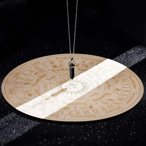 Miniatura 3 de Tablero de péndulo de estrellas de madera, tablero de mensajes metafísicos de adivinación para brujería, kit de suministros de altar wicca