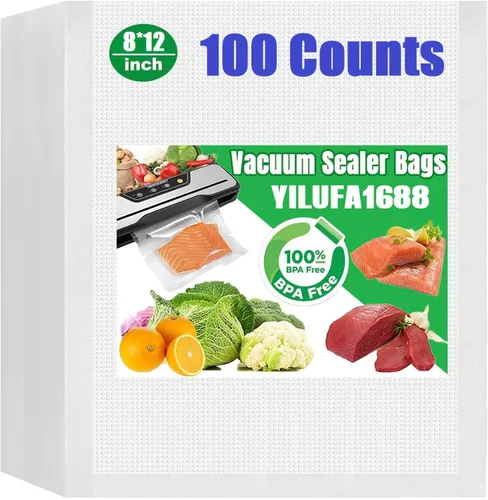Miniatura 20 de Bolsas selladoras al vacío de un galón, paquete de 200 bolsas de sellado al vacío de 11 x 16 pulgadas, 0.295 in de grosor y sin BPA, resistentes a