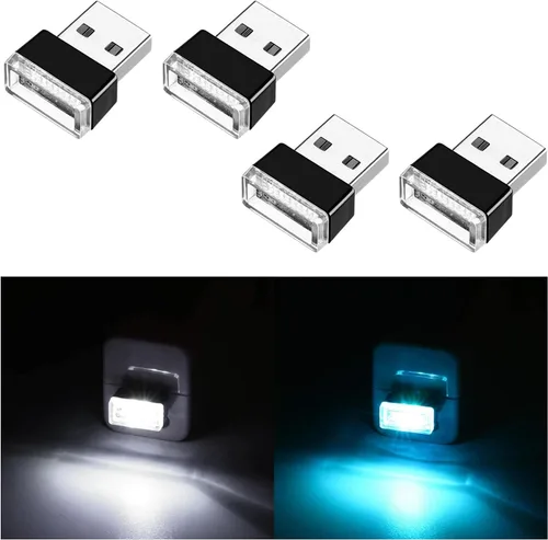 Miniatura 7 de Ziciner 6 PCS Lámpara de Ambiente Interior de Coche LED USB, Mini Luz Nocturna LED Portátil, Kit de Iluminación Ambiental de Maletero con Interfaz