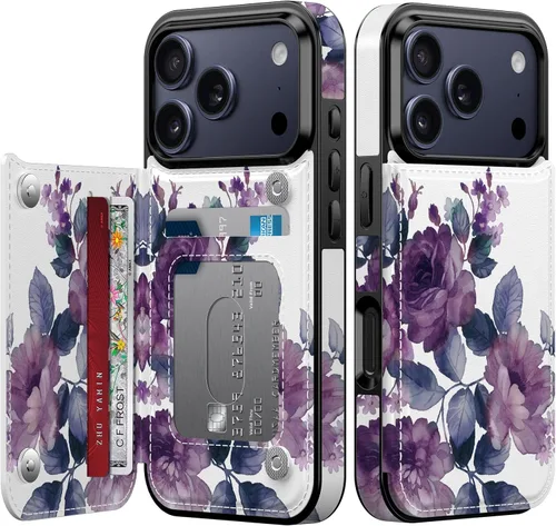 Miniatura 110 de FUNMIKO Funda tipo cartera para iPhone 13 con tarjetero, bloqueo RFID, protección de grado militar y obras de arte impresas con rayos UV, cierre