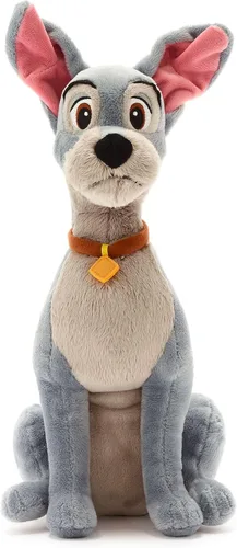 Miniatura 4 de Disney Store Peluche oficial para dama, tamaño mediano, suave para niños, con textura mullida, detalles bordados, collar y placa de perro, peluche