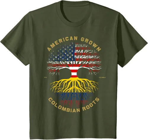 Miniatura 10 de Camiseta de regalo con la bandera de Estados Unidos con árbol de raíces colombianas