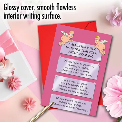 Miniatura 3 de NobleWorks Tarjeta de papel histérica del día de San Valentín con sobre de 5 x 7 pulgadas (1 tarjeta) poema cuchara C10403VDG