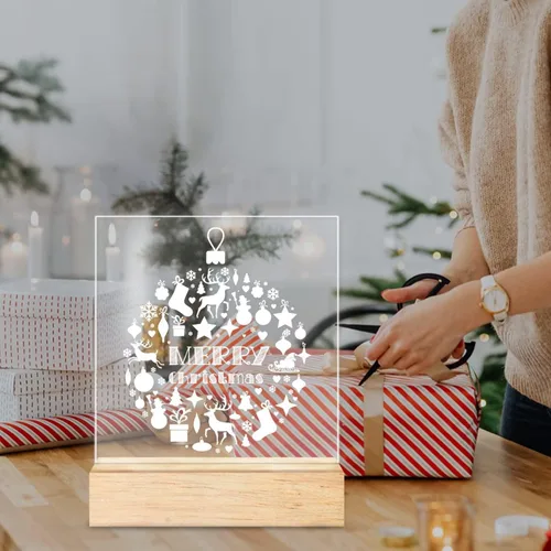 Miniatura 4 de Adornos de Navidad de bola de luz nocturna, elementos de Navidad con alce de copo de nieve, luz cálida, lámpara de escritorio, decoración