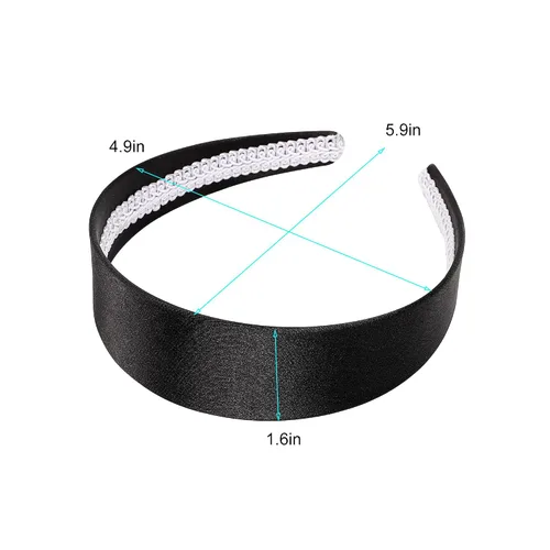 Miniatura 3 de Ivyu Diadema Negra Banda ancha para mujeres - Diademas de los 70 para Halloween Bandas de satén para adultos y niñas Diademas de los 60 Bandas duras